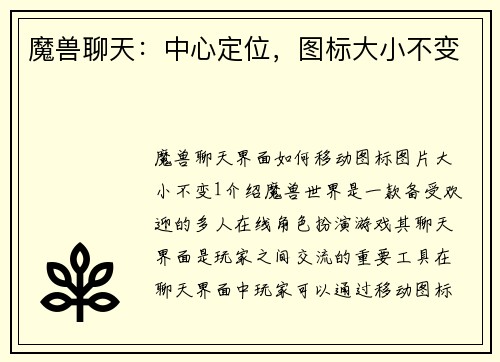 魔兽聊天:中心定位,图标大小不变